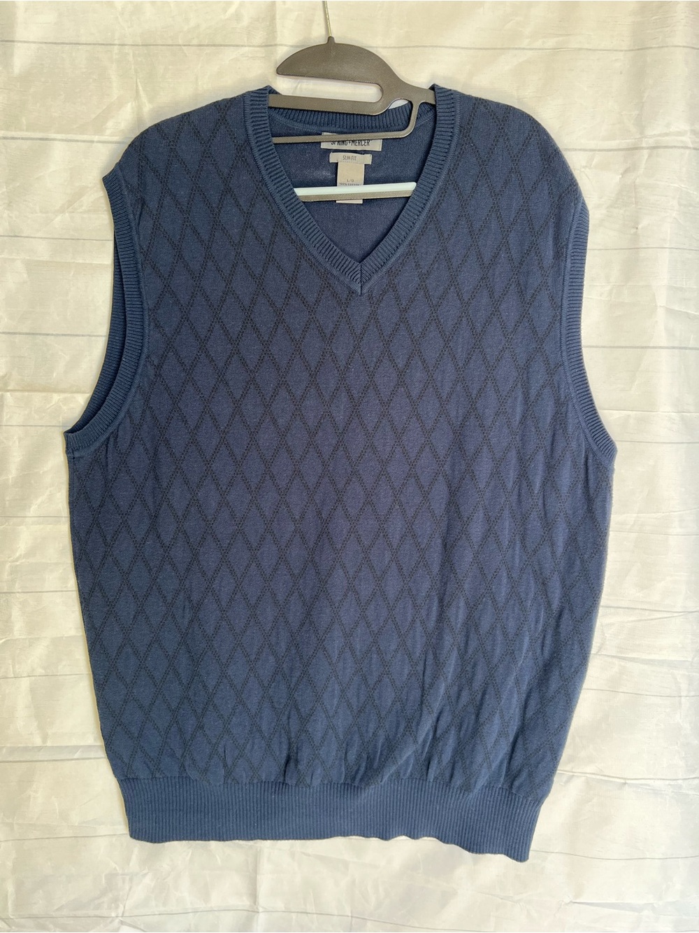 Spring & Mercer Blue Argyle V-Neck Sweater Vest Large